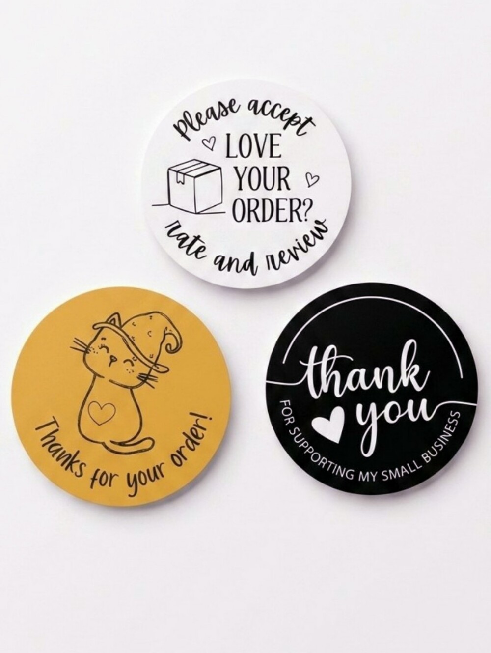 3/$15 50pc Halloween Thank You Stickers Cat Shipping Small Business Set